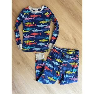 Mini Boden 2 piece pajamas boys size 8y blue shark print cotton comfy